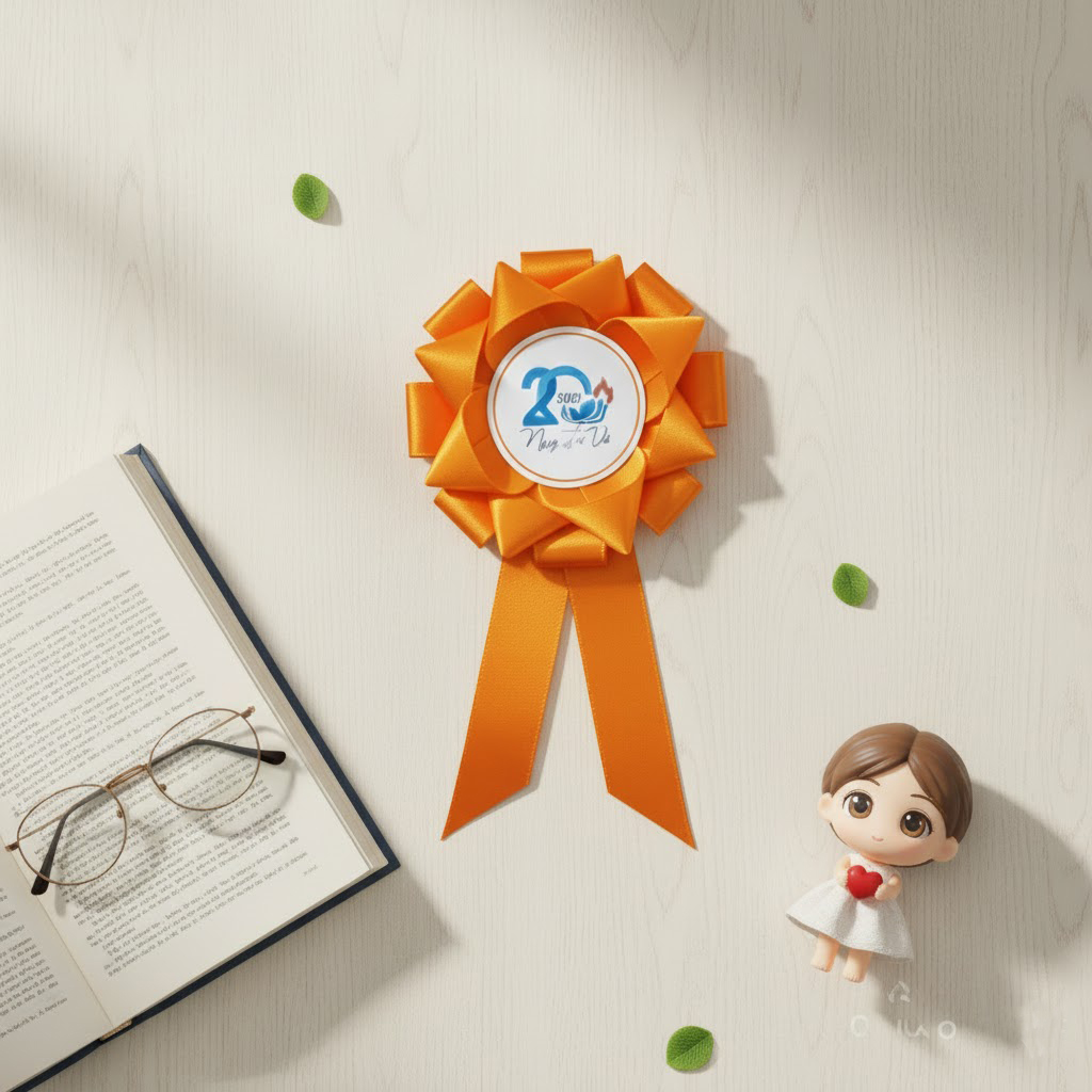 Hoa cài áo đại biểu màu cam